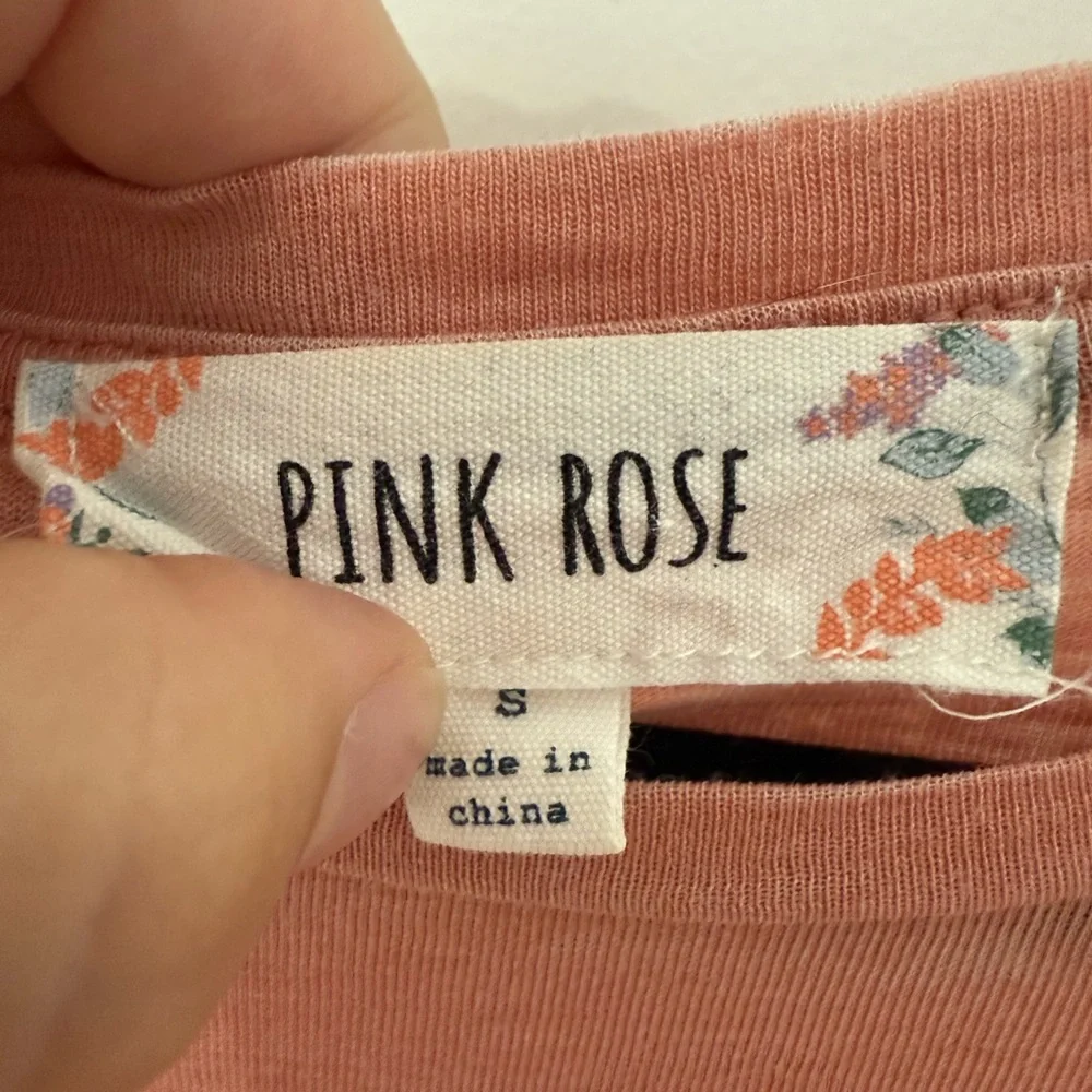 Women’s Pink Rose Short Sleeve Ruffle Top - Dusty Pink, Size S - Picture 3 of 3